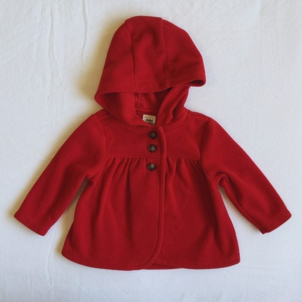 child of mine by carter's red fleece hoodie babydoll cardigan 3 months baby girl
